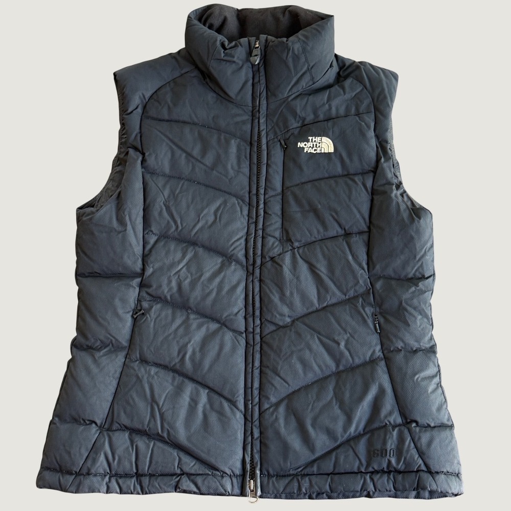 The North Face 600 Down Puffer Vest Black Women Ripstop Quilted Full Zip Vest